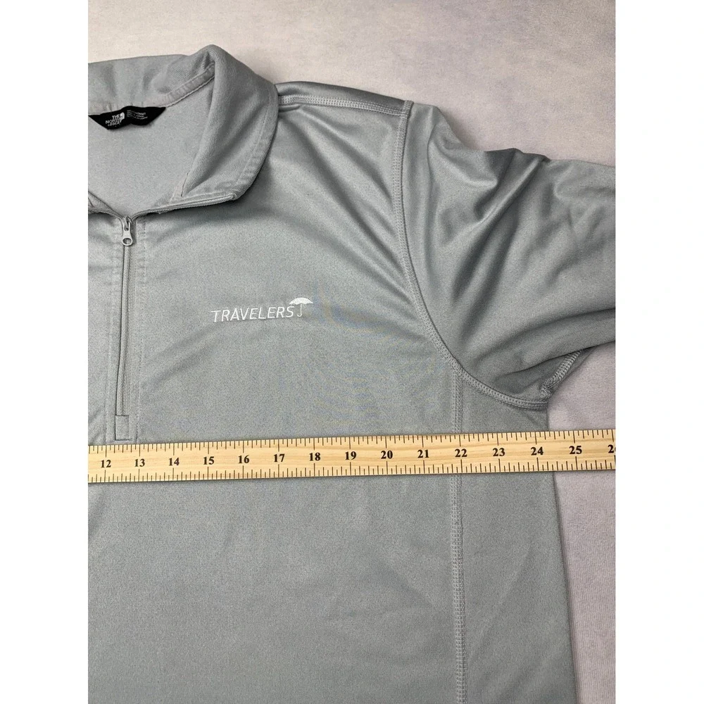 The North Face Mens XL Quarter Zip Pullover Grey Travelers Logo Performance‎ Top